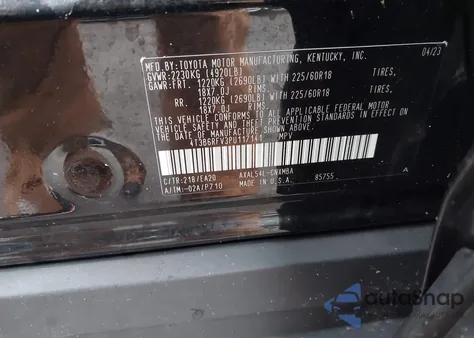 2023 Toyota Rav4 Hybrid Xle Premium z USA, uszkodzony, nr VIN 4T3B6RFV3PU117141